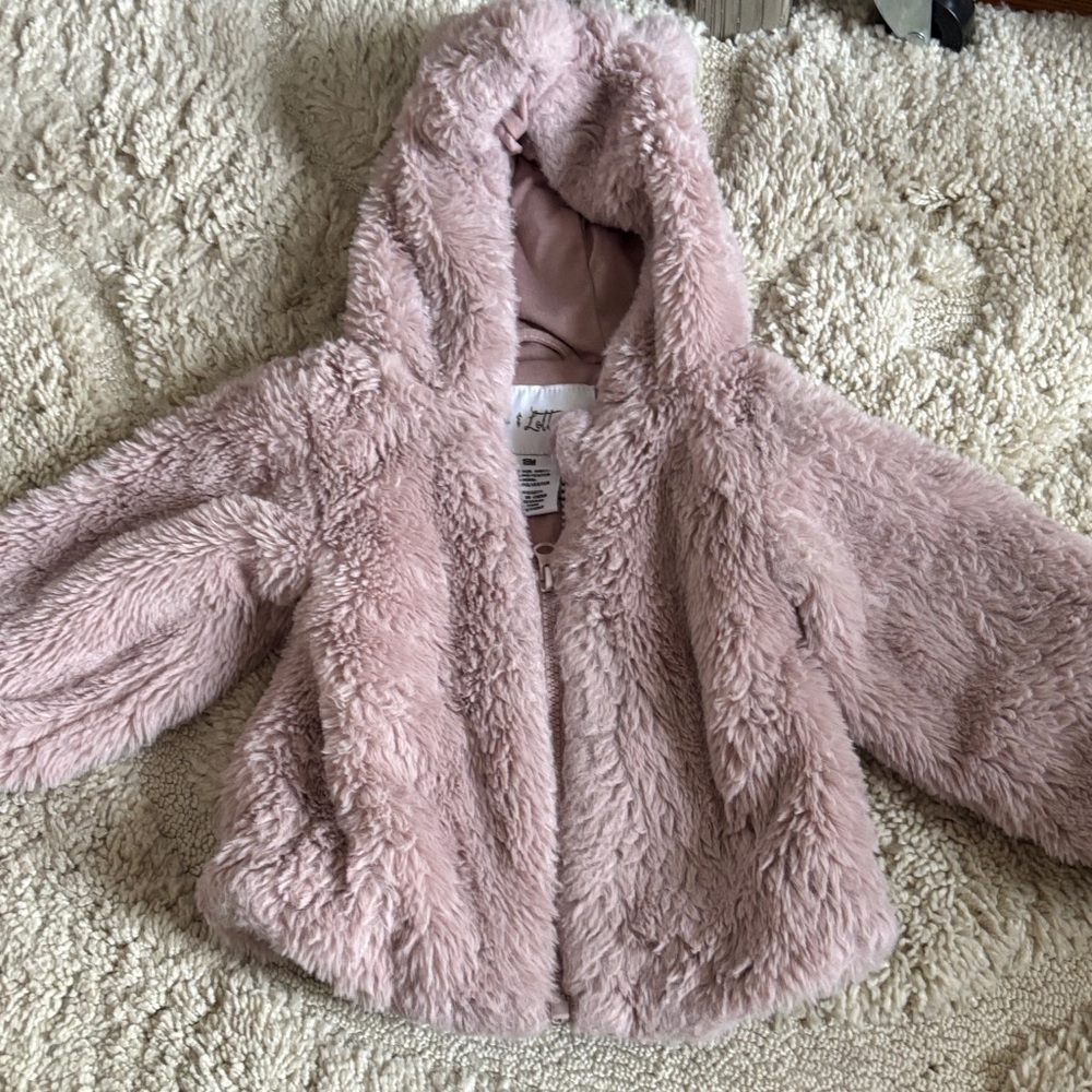 NWOT - Cozy Mauve Faux Fur Baby Jacket - 18 months